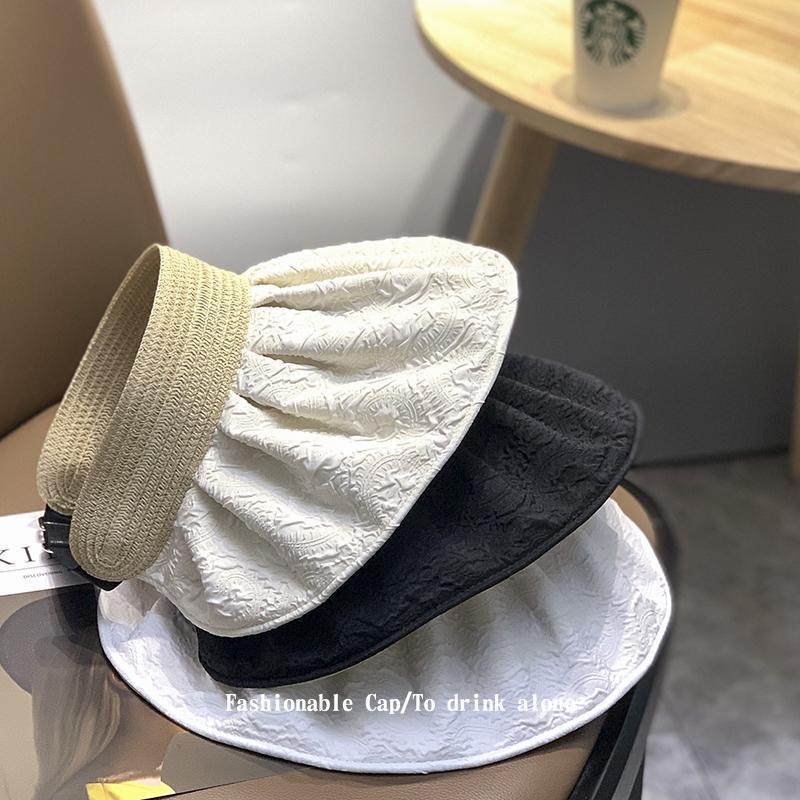 贝壳防晒帽子女夏季大檐遮阳可折叠百搭遮脸空顶太阳帽女