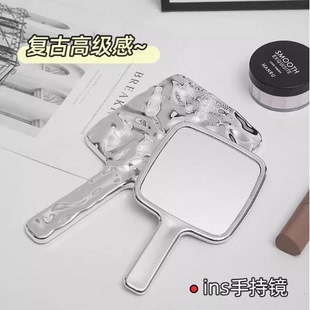 上市优质精品甩卖化妆镜家用手拿镜子复古随身手柄高颜值 手持新款