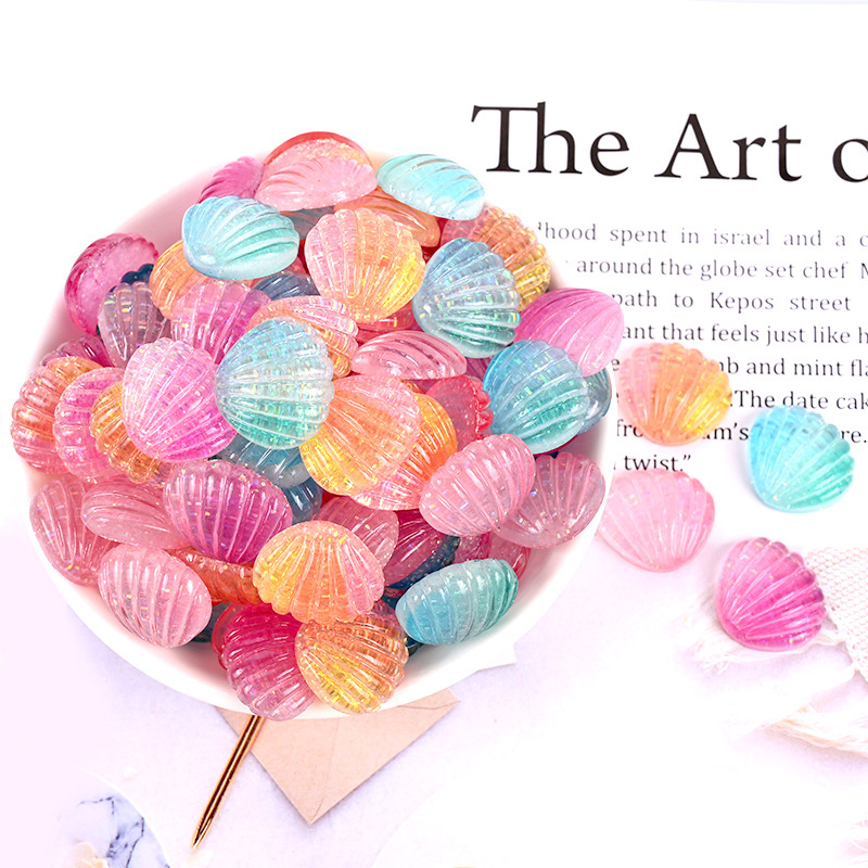 树脂闪粉渐变幻彩贝壳配件 滴胶手机壳diy材料 胸针diy饰品配件