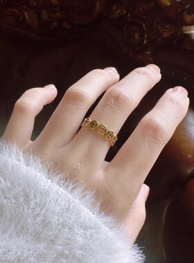 铜钱戒指钛钢不掉色钱多素圈戒指偏财戒指男女