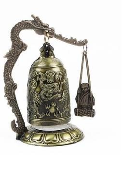 青铜器合金精美龙纹编钟撞钟摆件 仿古工艺品家居摆件钟