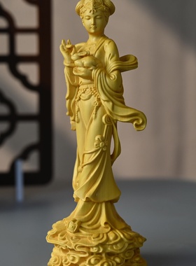 黄杨木嫦娥奔月摆件 木雕人物嫦娥仙子家居工艺品摆饰中秋节礼品