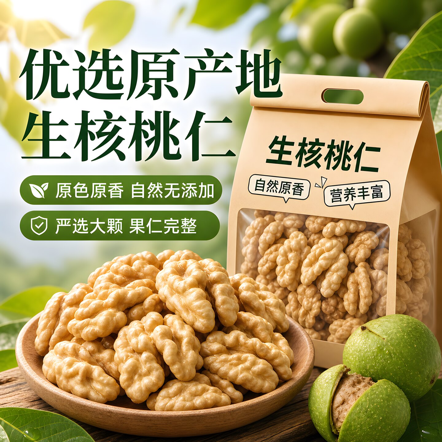 生核桃仁2026新货原味去皮核桃新鲜生薄皮大核桃仁肉坚果零食250g