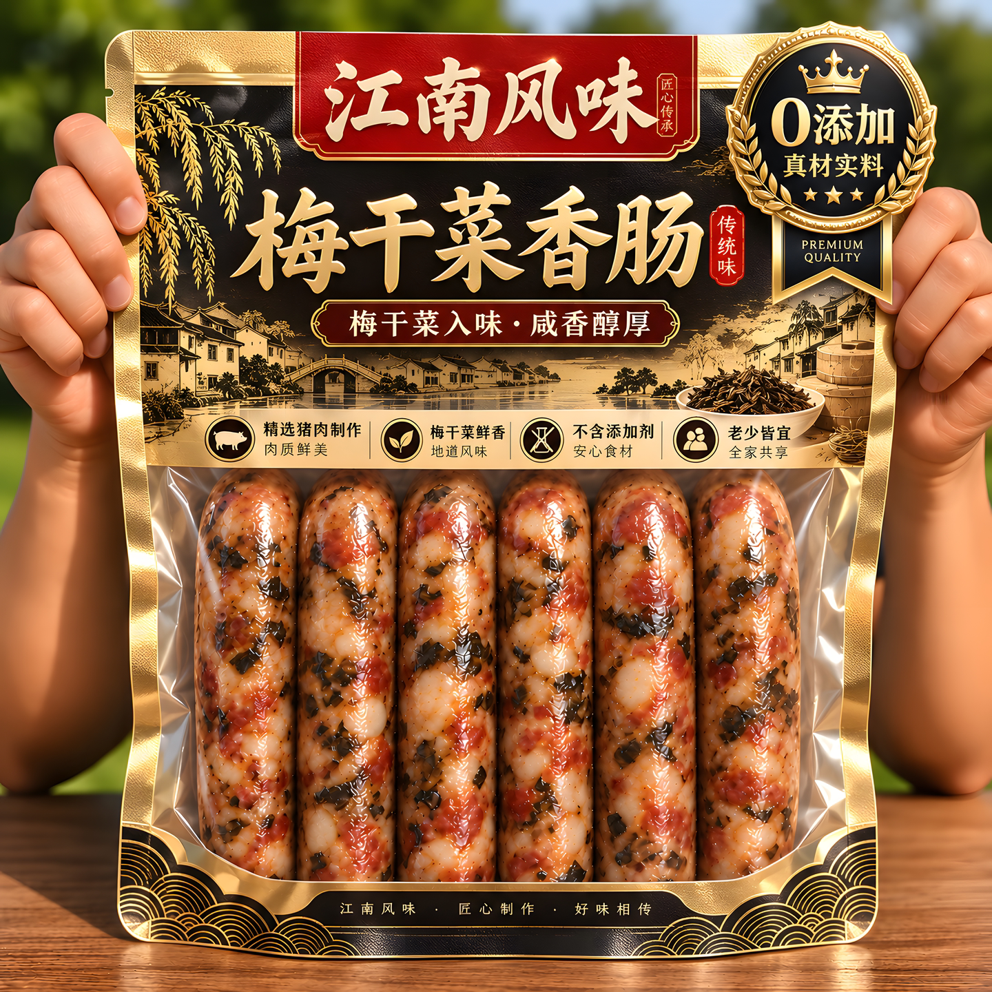 浙江金华梅干菜香肠纯手工制作农家腊肠新鲜猪肉风干肠官方旗舰店