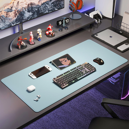 奉锦阁纯色皮革超大号电脑桌垫子