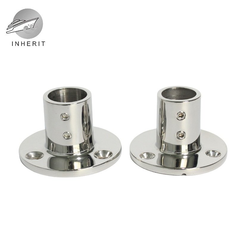 90度圆管座 22/25mm 加厚不锈钢316管座 法兰底座 嵌入式甲板管座