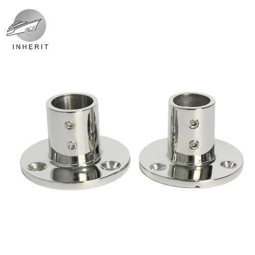 90度圆管座 22/25mm 加厚不锈钢316管座 法兰底座 嵌入式甲板管座