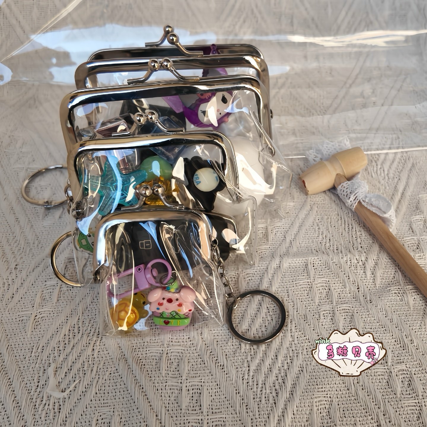 多糖定做ins风透明pvc迷你钱包