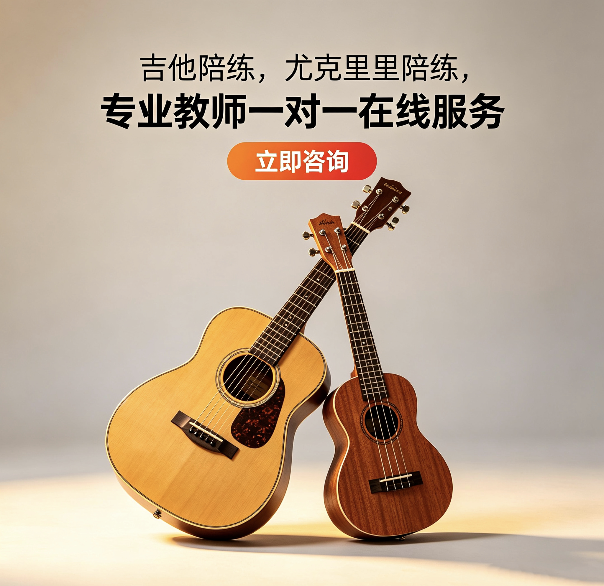 吉他尤克里里教学陪练服务 在线一对一