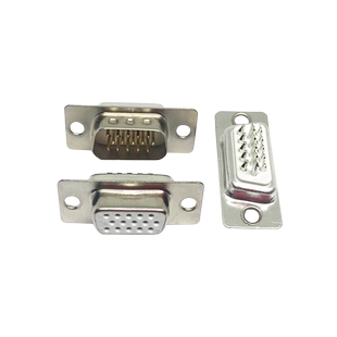 HDB15公头母头VGA15P三排15针串口插头焊线白胶传统端子塑壳铁壳