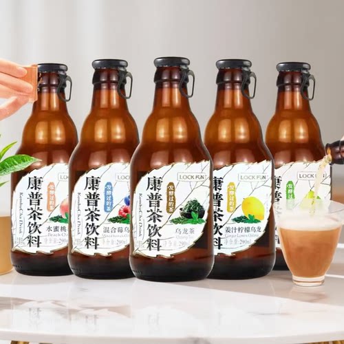 乐可芬康普茶乌龙茶饮料瓶装多口味果味发酵茶290ml0脂肪整箱装