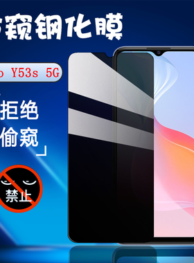 昌想适用vivoy53s防窥膜vivo Y53S钢化膜5G手机贴膜V2111A防偷窥viviy53s全玻璃贴模丫53s屏幕抗指纹保护莫4G