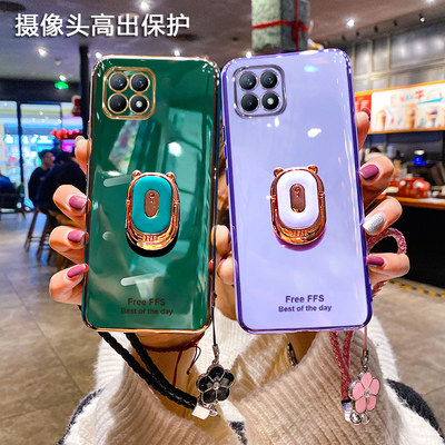 适用opporeno4se手机壳新款小熊支架reno4se保护套防摔网红女款卡通可爱se硅胶软壳镜头全包个性创意男款潮牌