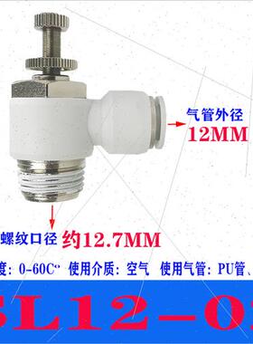 气动调速阀接头白色L型节流阀SL4/6/8/10/12mm1-02快速单向调节阀