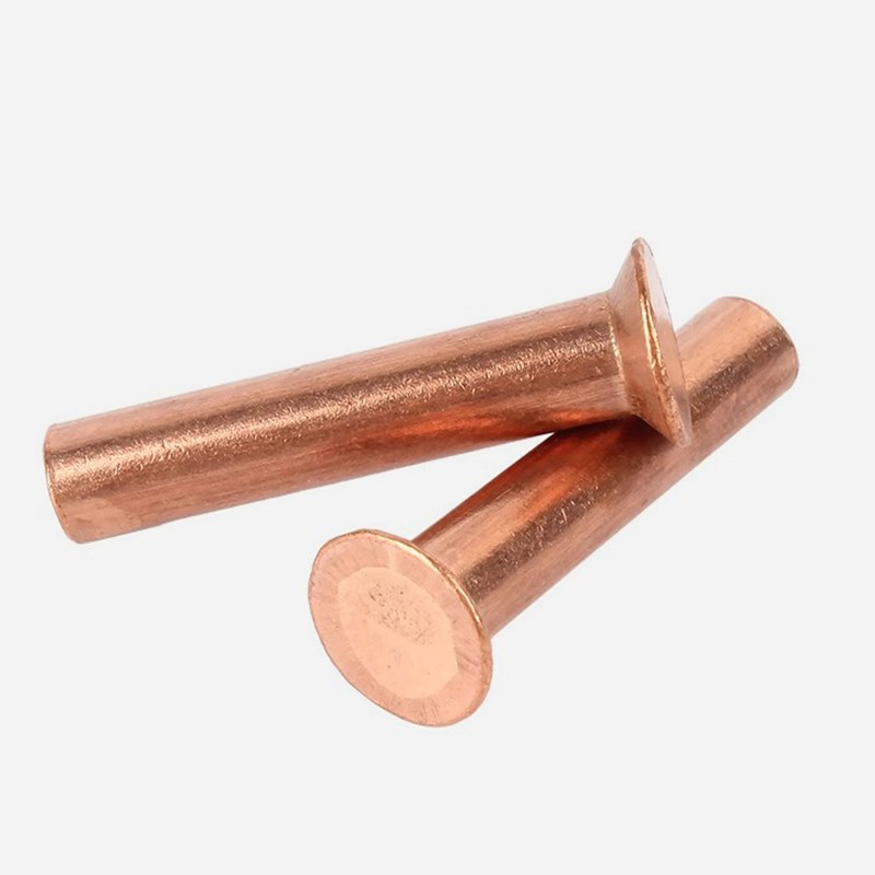 紫铜平头实心铆钉GB896手打敲击式铆接螺钉平锥头铜铆钉M2M3M4-M8