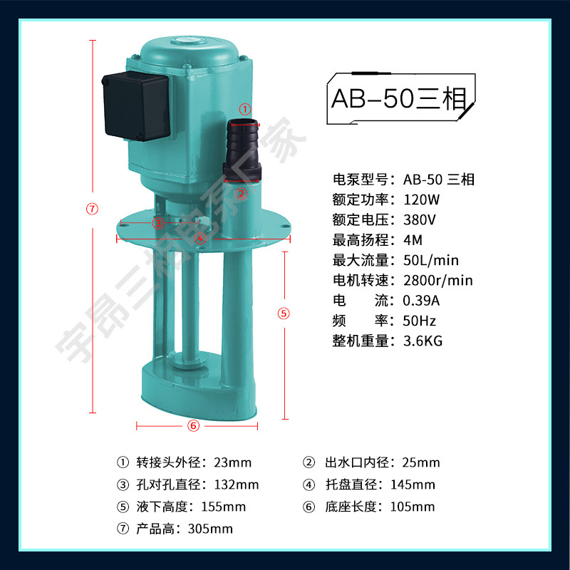 三相电泵线切割磨铣车机床冷却水泵油泵DB40/120/AB90/250W/380V