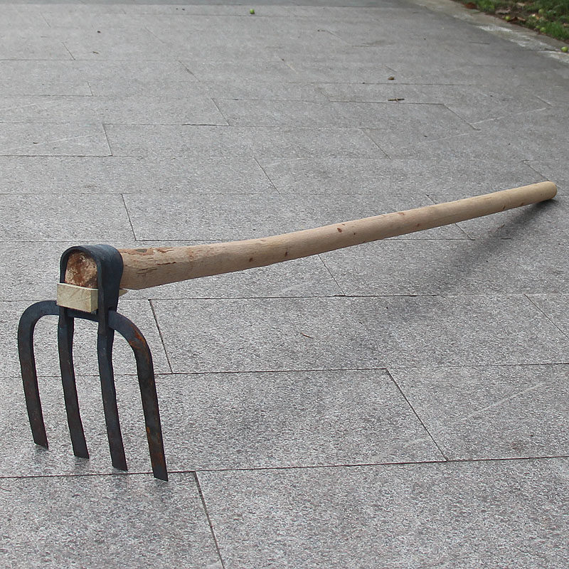 锻打锄头1.5米多齿耙菜园种菜农具园林尖齿耙四齿扁齿二齿平齿