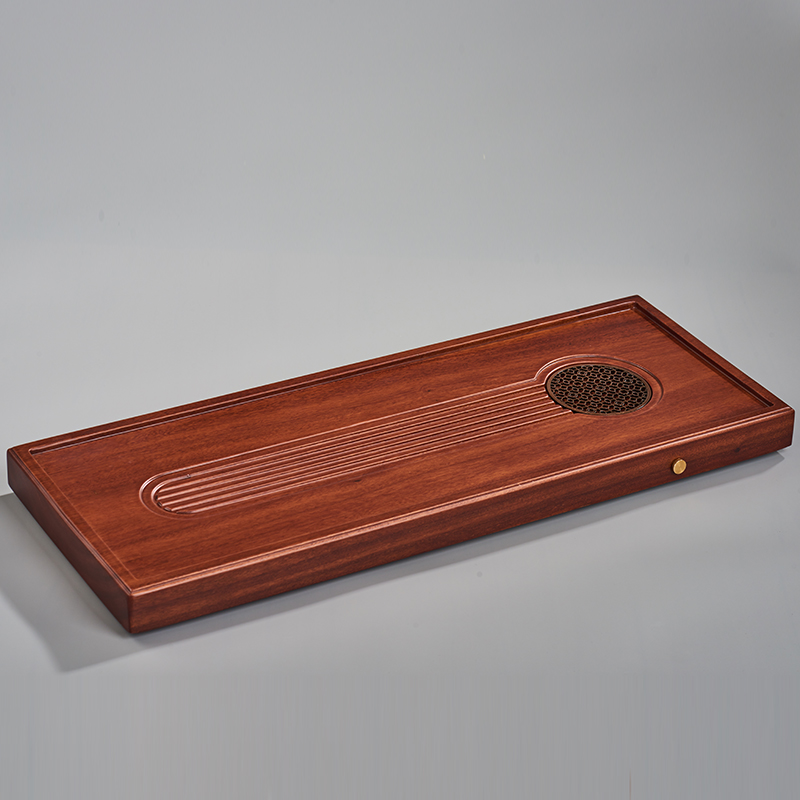 心轩 花梨木茶盘家用客厅整块实木茶台排水小号电木茶盘储水托盘