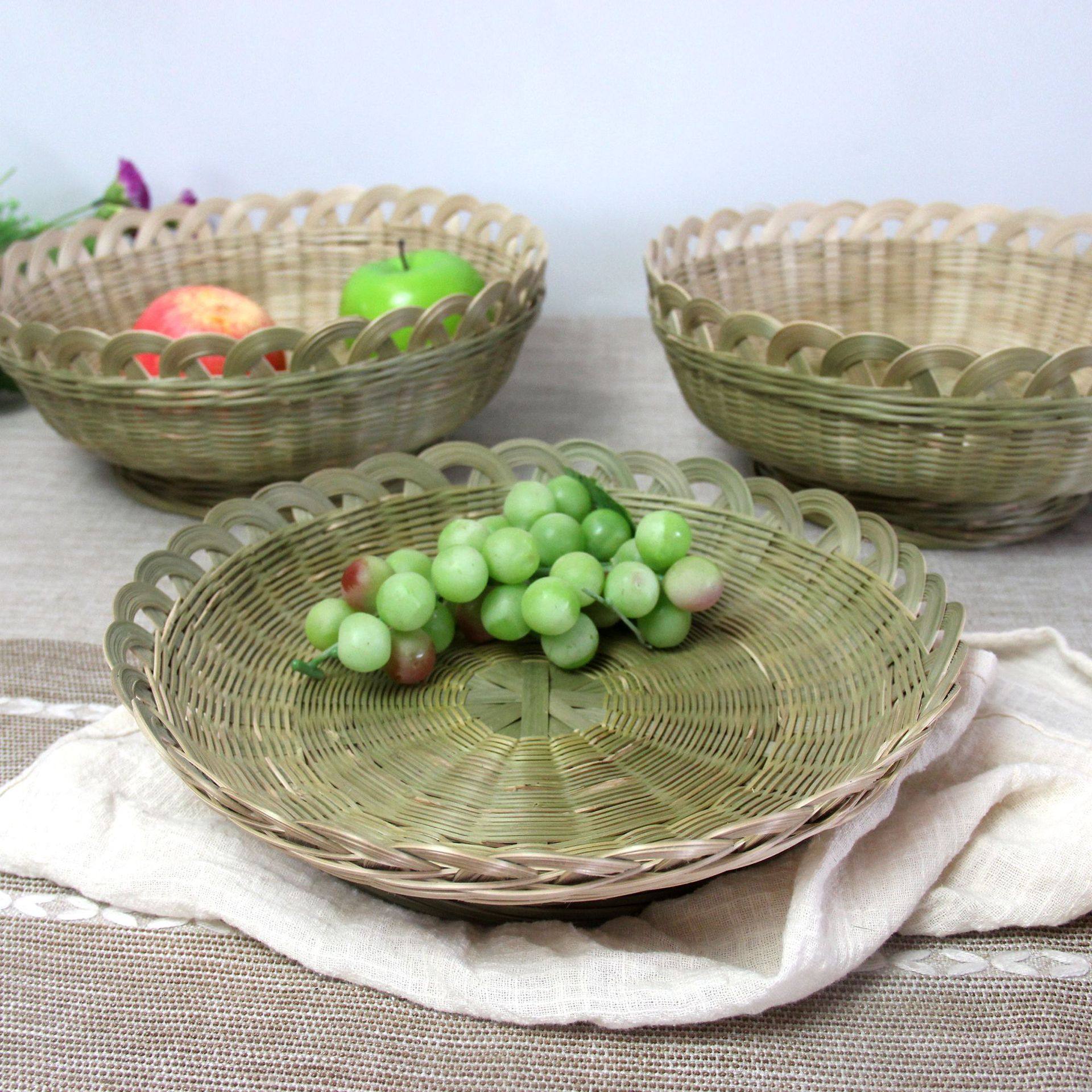 竹制品竹编篮纯手工编织竹筐家用洗菜装水果筐干果盘收纳篮馒头筐,特色手工艺,竹编/竹雕,淘宝优惠券,粉丝福利购,淘宝优惠卷