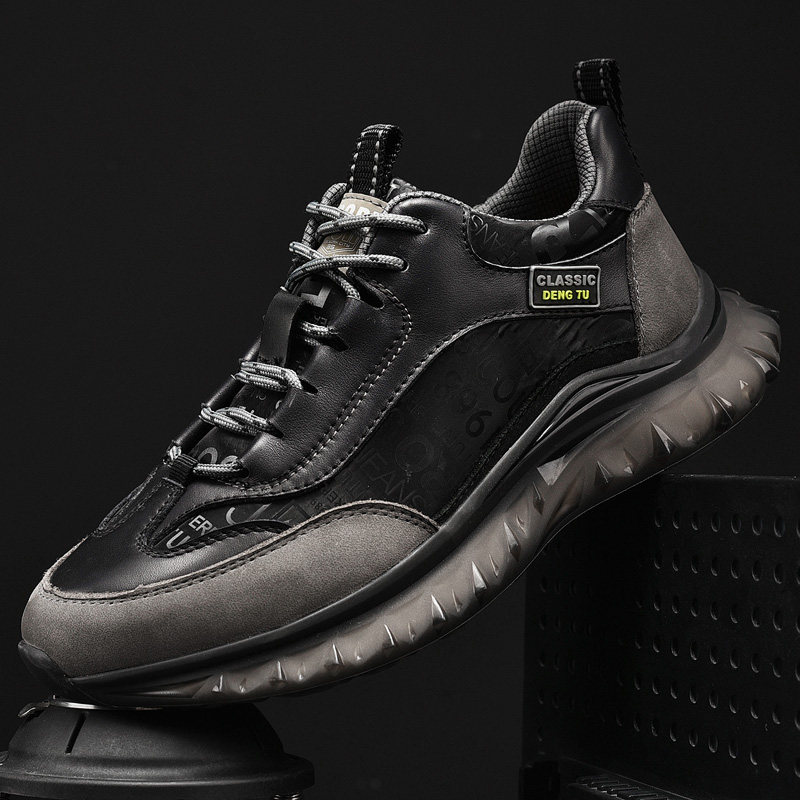 클리어런스 픽업 남성용 발가락 레이어 소가죽 트렌디한 다용도 스포츠 및 캐주얼 신발 미끄럼 방지 경량  가죽 여행용 운동화