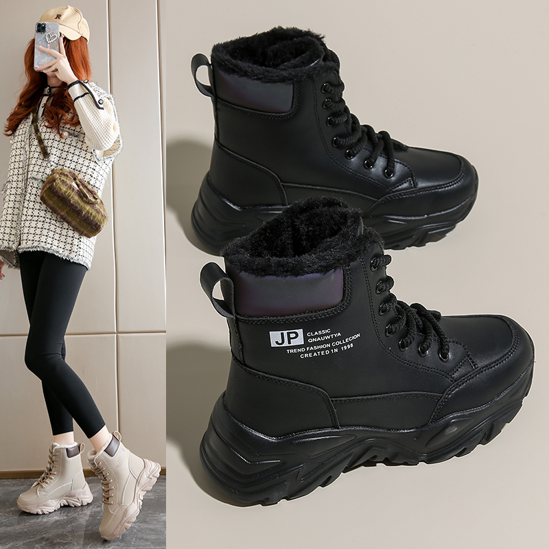 哈尔滨雪地靴女防水黑色大棉鞋子