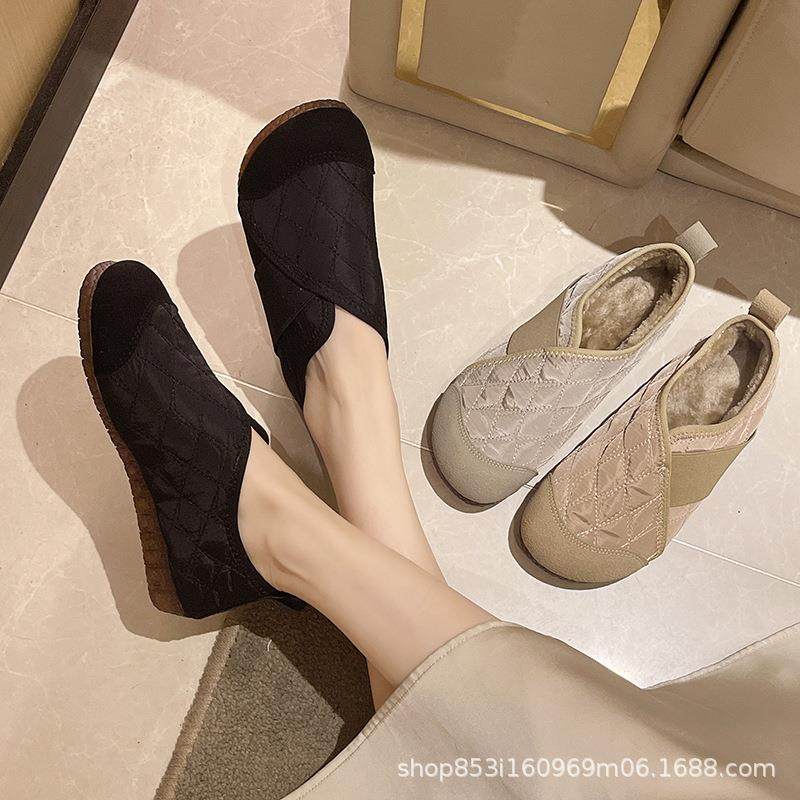 一脚蹬加绒豆豆鞋女2024秋冬新款法式软平底乐福孕妇羽绒棉鞋女,户外/登山/野营/旅行用品,其他户外鞋,淘宝优惠券,粉丝福利购,淘宝优惠卷