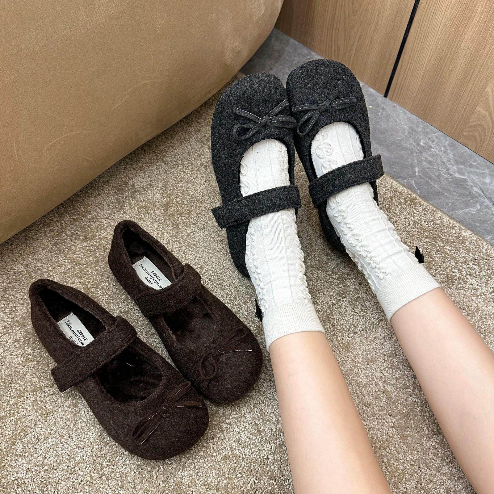 结灰色毛毛鞋女冬外穿新款呢子加绒单鞋平底保暖玛丽珍豆豆鞋,户外/登山/野营/旅行用品,其他户外鞋,淘宝优惠券,粉丝福利购,淘宝优惠卷