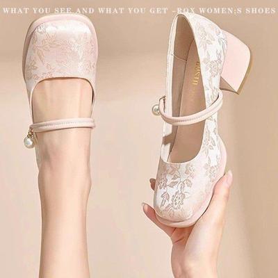 新中式国风玛丽珍鞋女2025年秋季新款粗跟高跟配旗袍裙子中跟单鞋