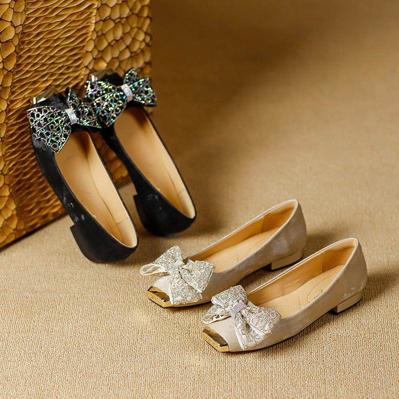 2025春季新款平底单鞋法式方头亮片结浅口豆豆鞋女一脚蹬女鞋,户外/登山/野营/旅行用品,其他户外鞋,淘宝优惠券,粉丝福利购,淘宝优惠卷