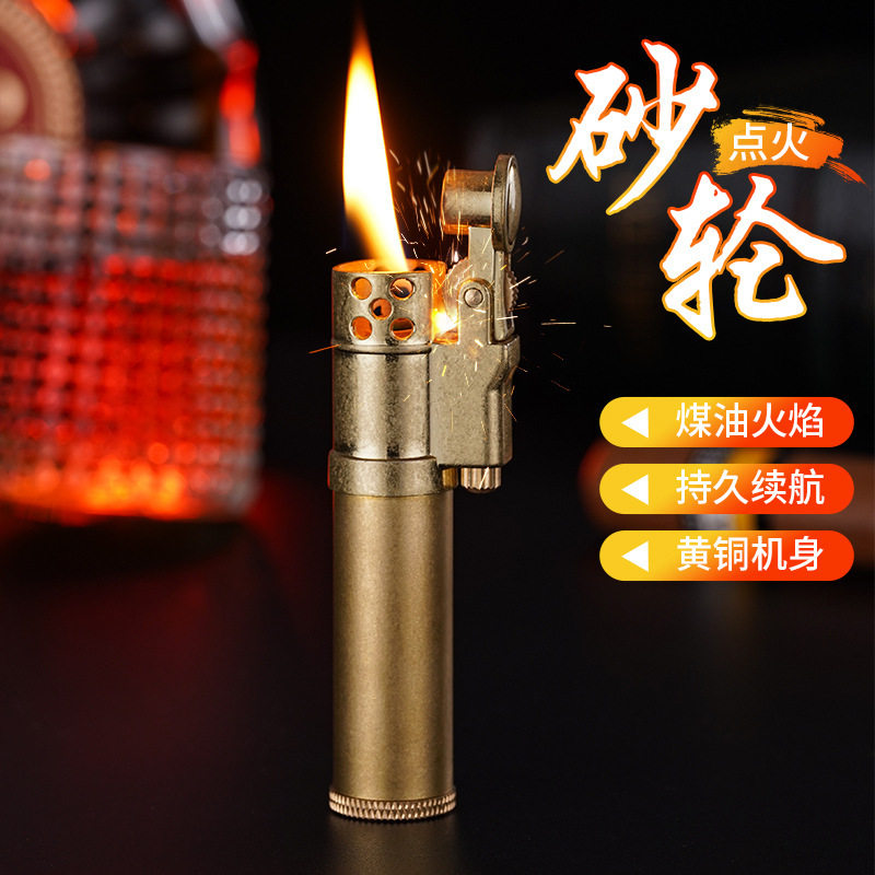磕头机复古战壕异形煤油老式打火机防风铜砂轮点火高档男士