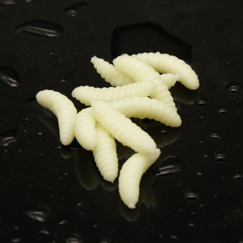 路亚饵夜光3cm 仿生饵软蛆 蛹 面包虫 软虫软饵拟饵 假鱼饵