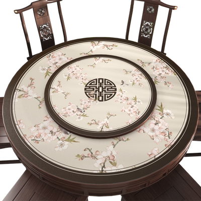 新中式圆桌桌垫皮革防水防油免洗