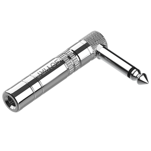 SOYIRI 6.35公对母转接头弯头90°6.5公转母大二芯单声吉他话筒功放调音台连接音响音箱音频线延长转换弯插头