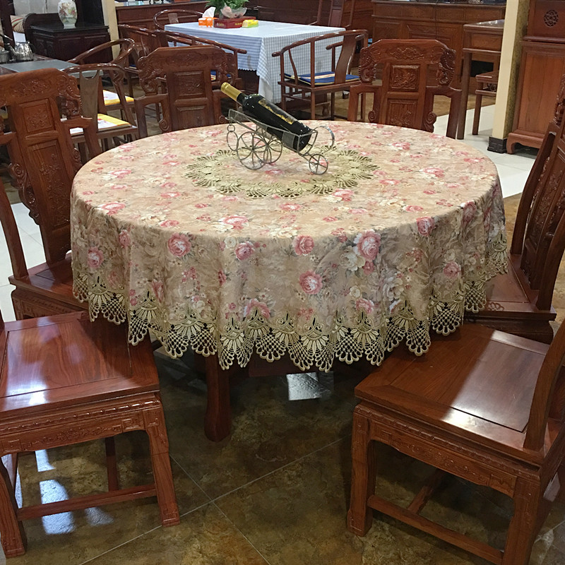 高级感转盘圆形欧式风轻奢茶几布