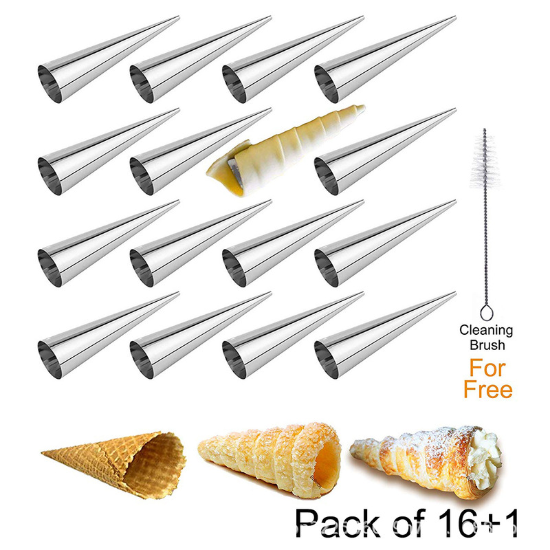 冰淇淋脆皮模具不锈钢糕点奶油喇叭形圆锥形卷角器牛角包工具