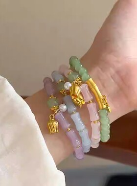 新中式琉璃竹节串珠手链国风简约气质手串少女心复古国朝串珠手环