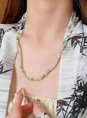 新中式串珠天然石项链一款多戴简约时尚百搭锁骨链小众高级感项饰