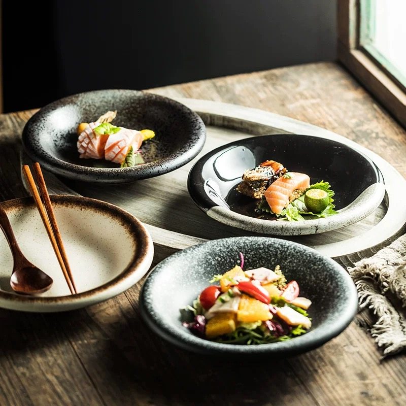 复古餐盘盘子碗家用 日式菜盘陶瓷汤盘高级感深盘餐具沙拉盘盘子,餐饮具,盘,淘宝优惠券,粉丝福利购,淘宝优惠卷