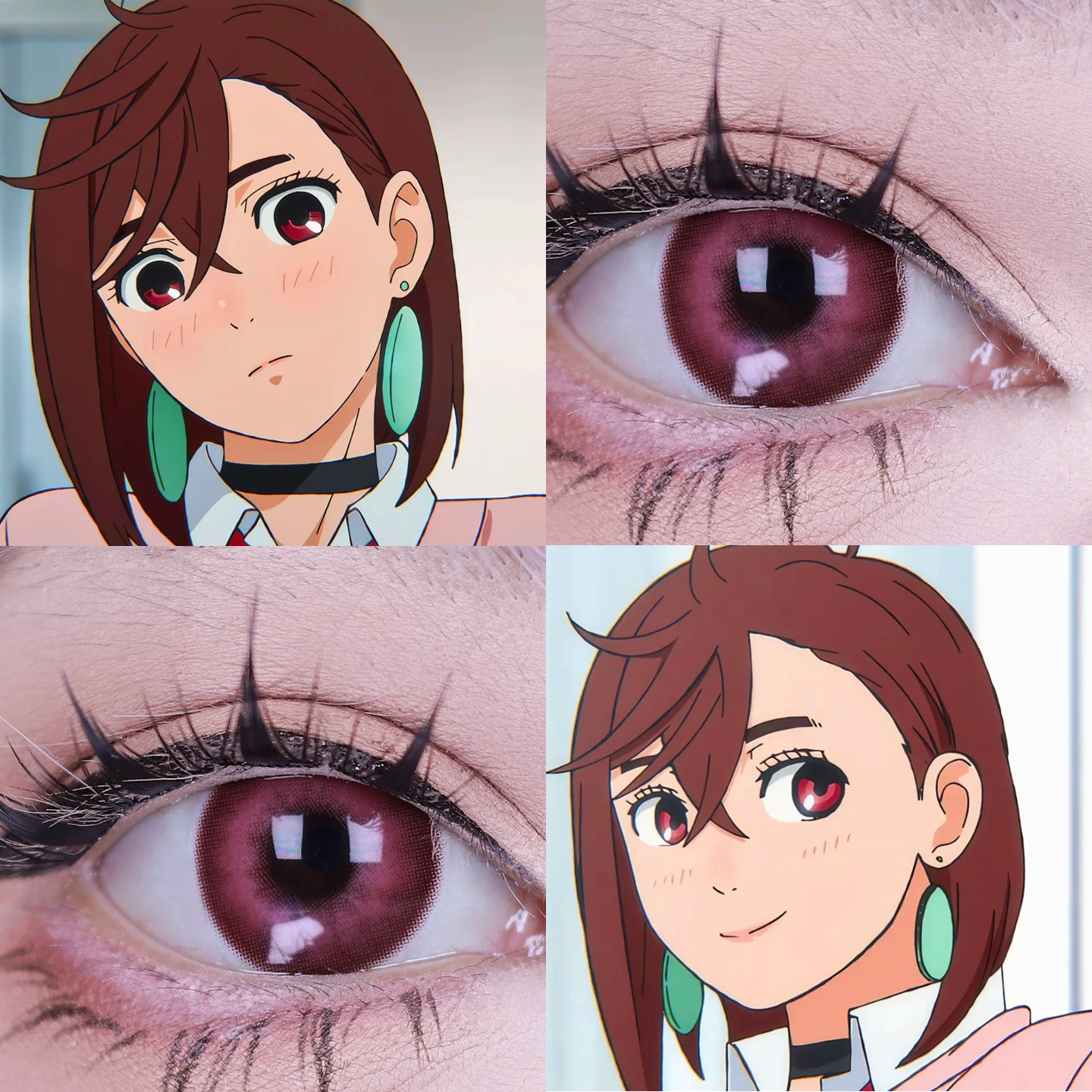 胆大党绫濑桃cos美瞳赤小豆锦鲤之红元气玫红暗红权杖正品航cn