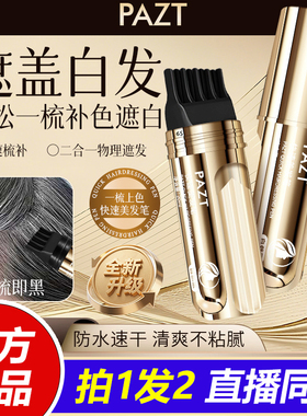 PAZT植物花香美发笔遮白染发一梳黑临时补色美发棒防水防汗1VP