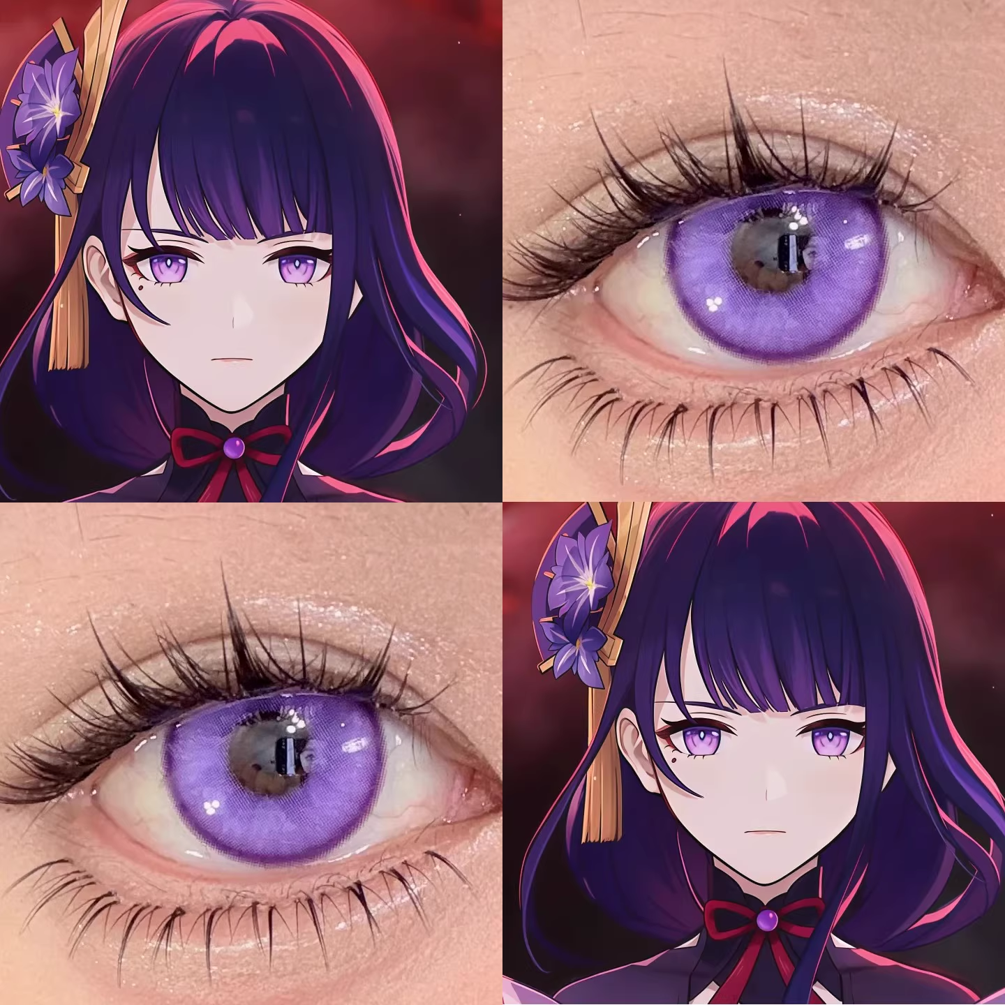 雷电将军cos美瞳原神紫色显色日半年抛大小直径漫展官方正品cn