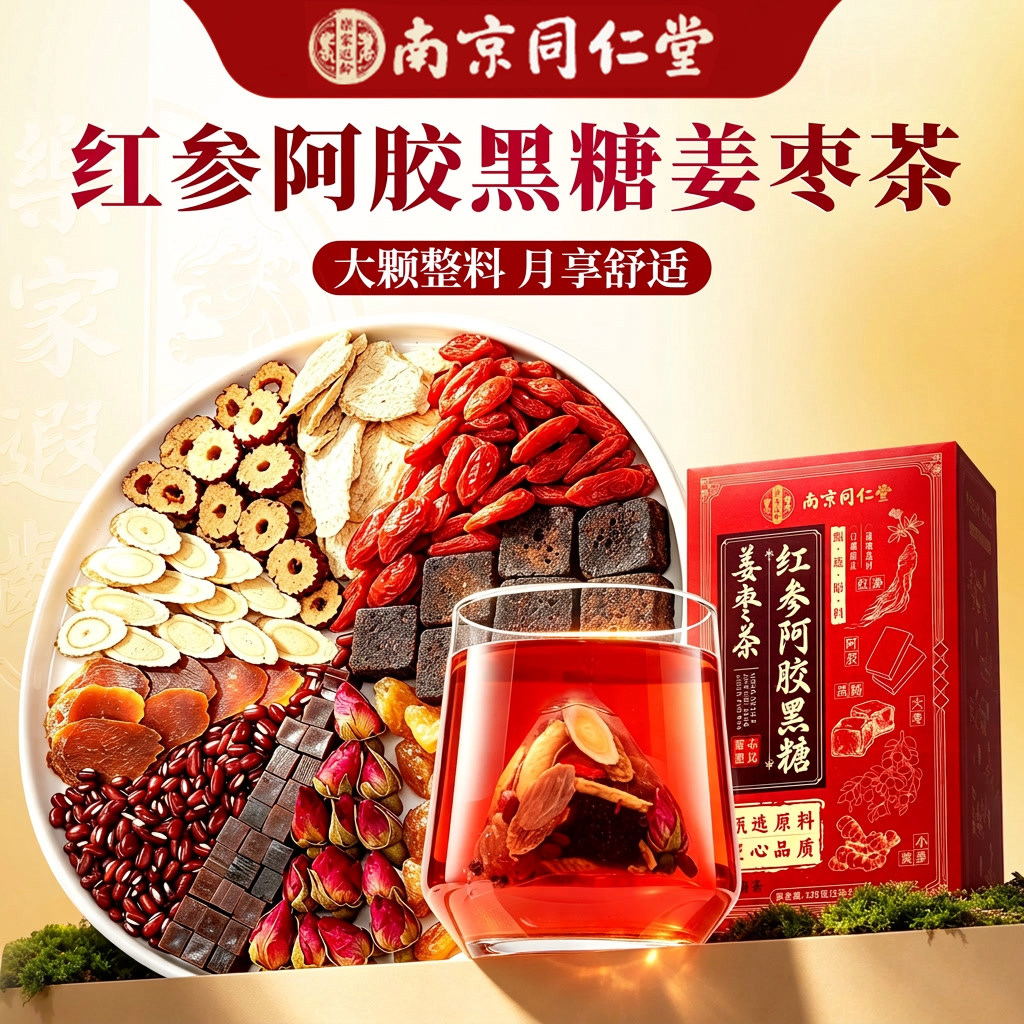 南京同仁堂红枣枸杞红糖黑糖姜枣茶阿胶独立包装官方旗舰店正品zz