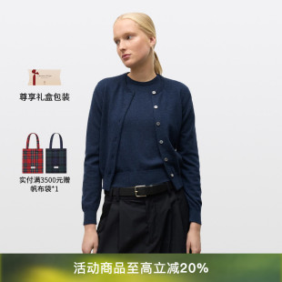 羊绒衫 Johnstons 毛衣女 圆领针织开衫 长袖 Elgin精纺羊绒短款