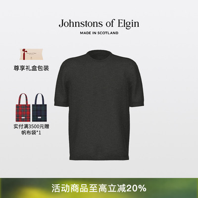 Johnstons of Elgin 三股超细精纺羊绒短袖衫圆领短袖毛衣男装