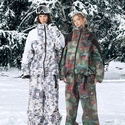 pomt迷彩宽松滑雪服男女通用