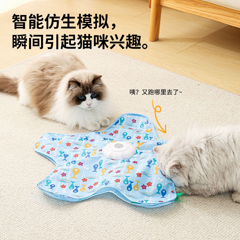 跨境猫咪捕猎罩发声智能旋转狗狗自嗨猫解闷电动自动猫玩具宠物玩