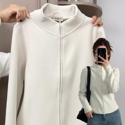 德绒加厚立领长袖卫衣外