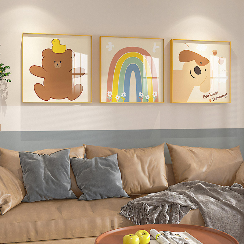 多巴胺卡通装饰画儿童小清新客厅沙发背景墙画卧室床头挂画壁画,家居饰品,现代装饰画,淘宝优惠券,粉丝福利购,淘宝优惠卷