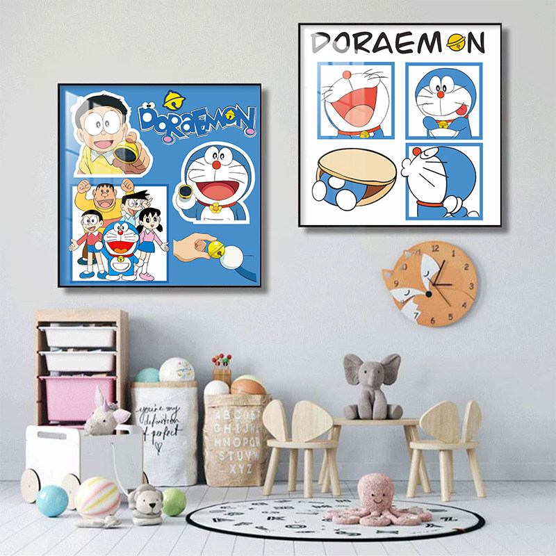 可爱卡通动漫多啦A梦现代装饰挂画家居客厅沙发背景墙面装饰布置,家居饰品,现代装饰画,淘宝优惠券,粉丝福利购,淘宝优惠卷