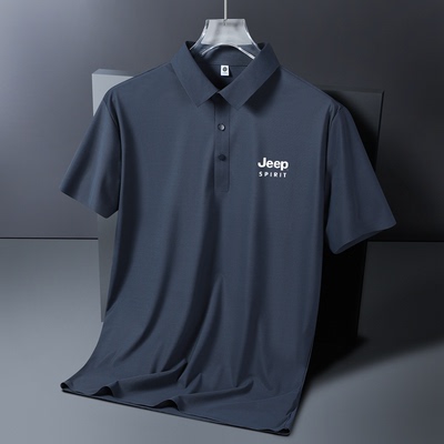 JEEP吉普男士短袖polo衫2025新款夏季冰丝T恤爸爸休闲中年上衣服